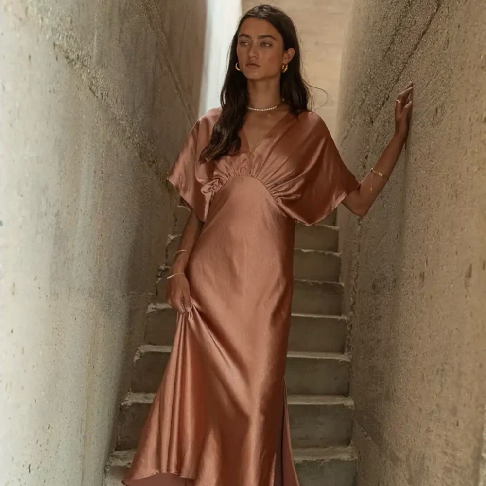 Bohme Elora Copper Dress Elegant Satin Evening Gown